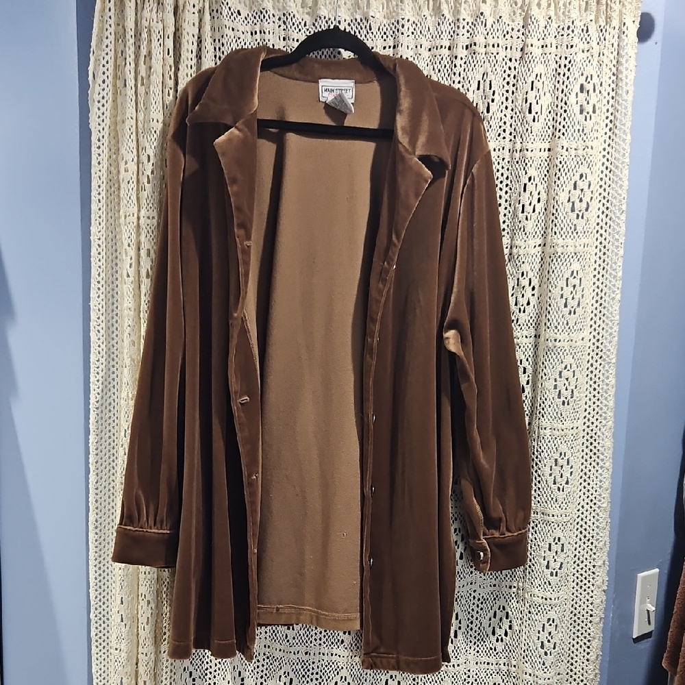 Brown Velvet Button Down Shirt